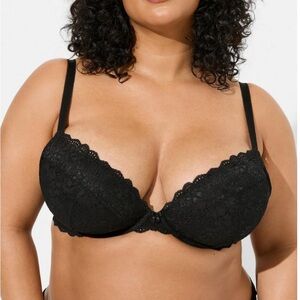 Torrid XO Plunge Push Up Bra 44B Plunge Silhouette Underwire Black NEW